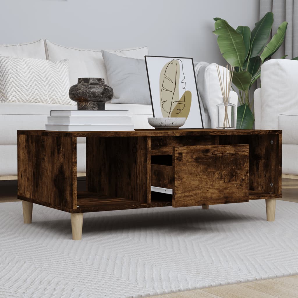 Salontafel 90X50X36,5 Cm Bewerkt Hout Gerookt Eikenkleurig