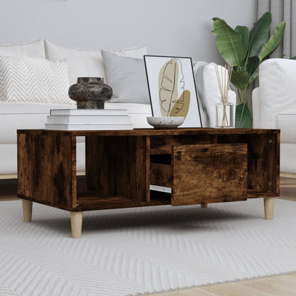 Salontafel 90X50X36,5 Cm Bewerkt Hout Gerookt Eikenkleurig