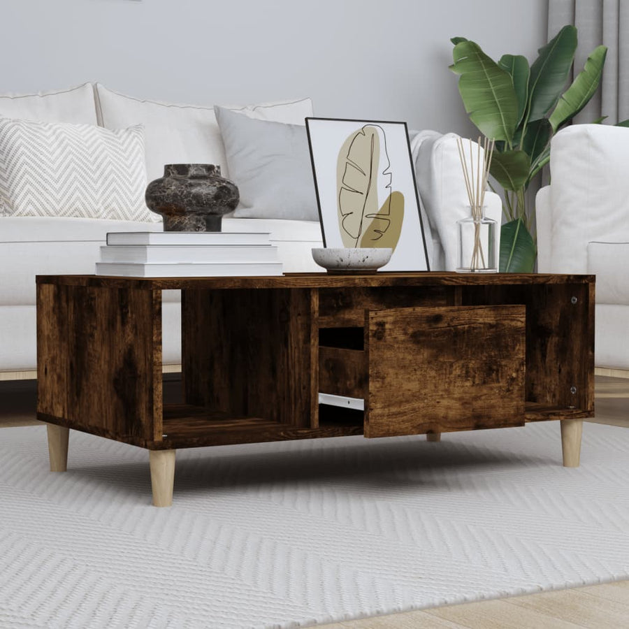 Salontafel 90X50X36,5 Cm Bewerkt Hout Gerookt Eikenkleurig
