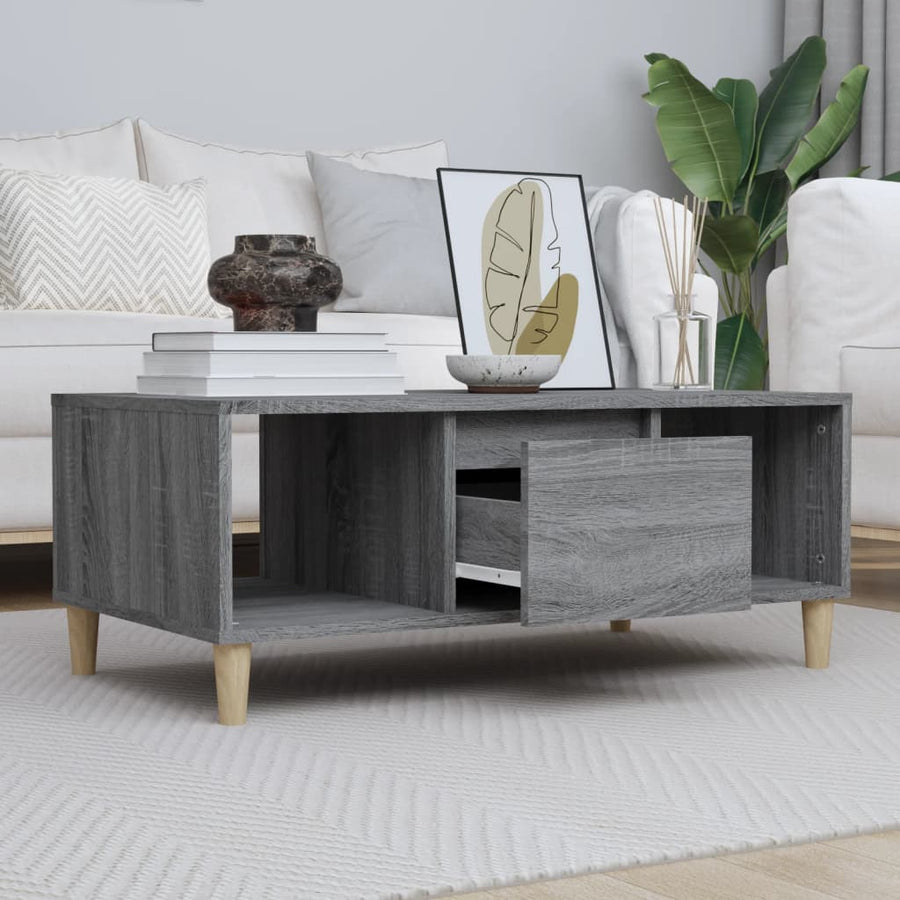 Salontafel 90X50X36,5 Cm Bewerkt Hout Grijs Sonoma