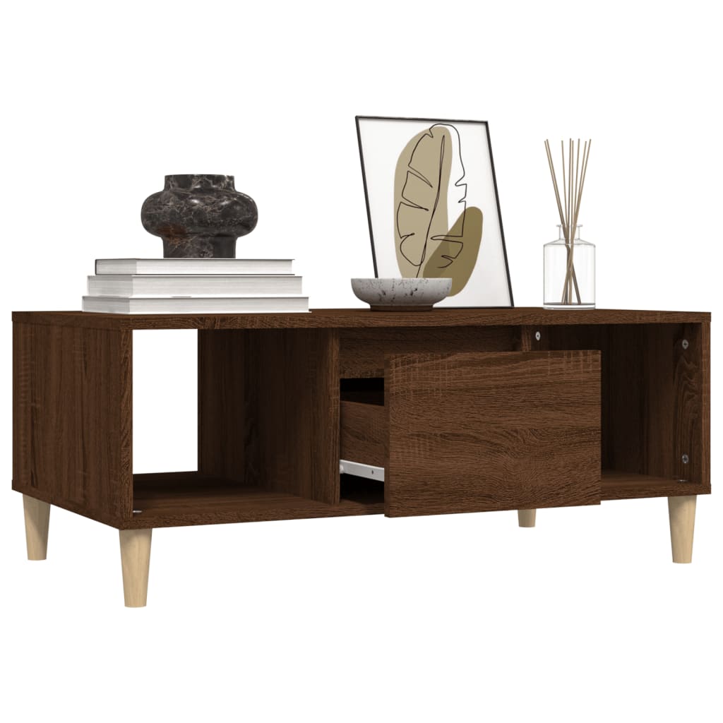 Salontafel 90X50X36,5 Cm Bewerkt Hout Bruin Eikenkleur