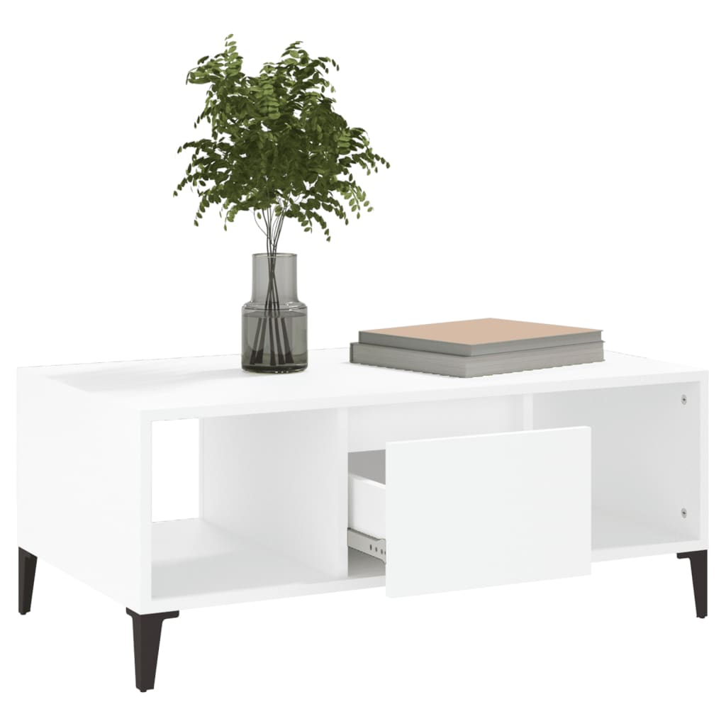 Salontafel 90X50X36,5 Cm Bewerkt Hout Wit