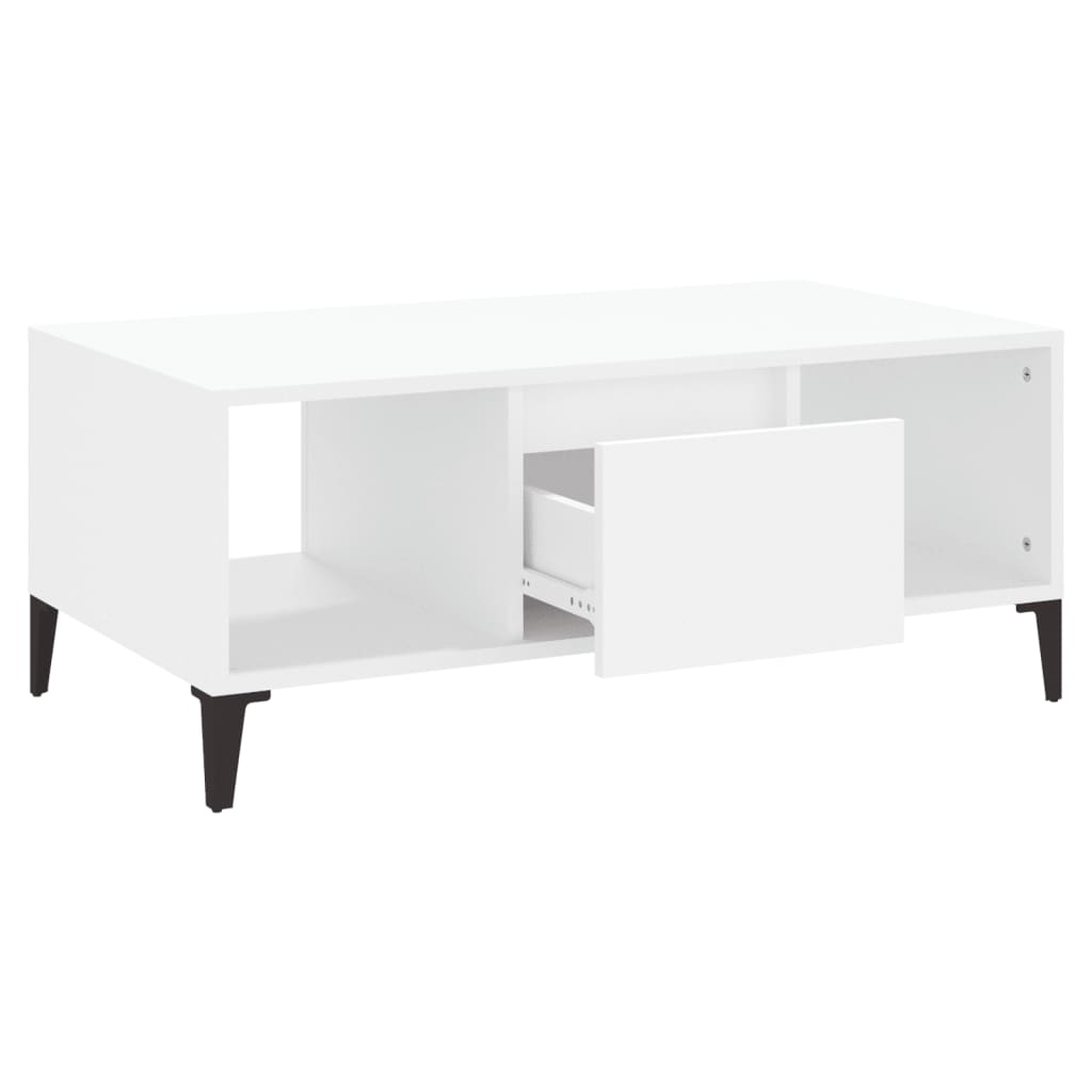 Salontafel 90X50X36,5 Cm Bewerkt Hout Wit