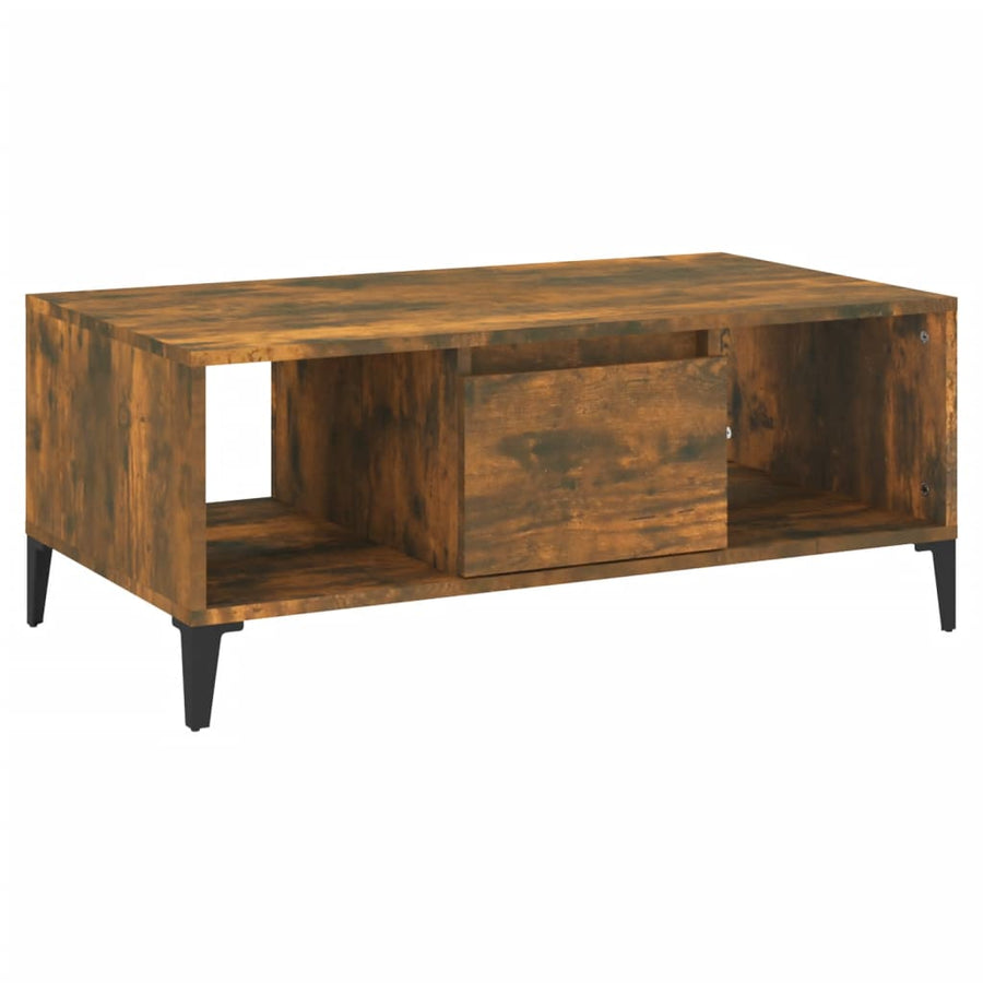 Salontafel 90X50X36,5 Cm Bewerkt Hout Gerookt Eikenkleurig