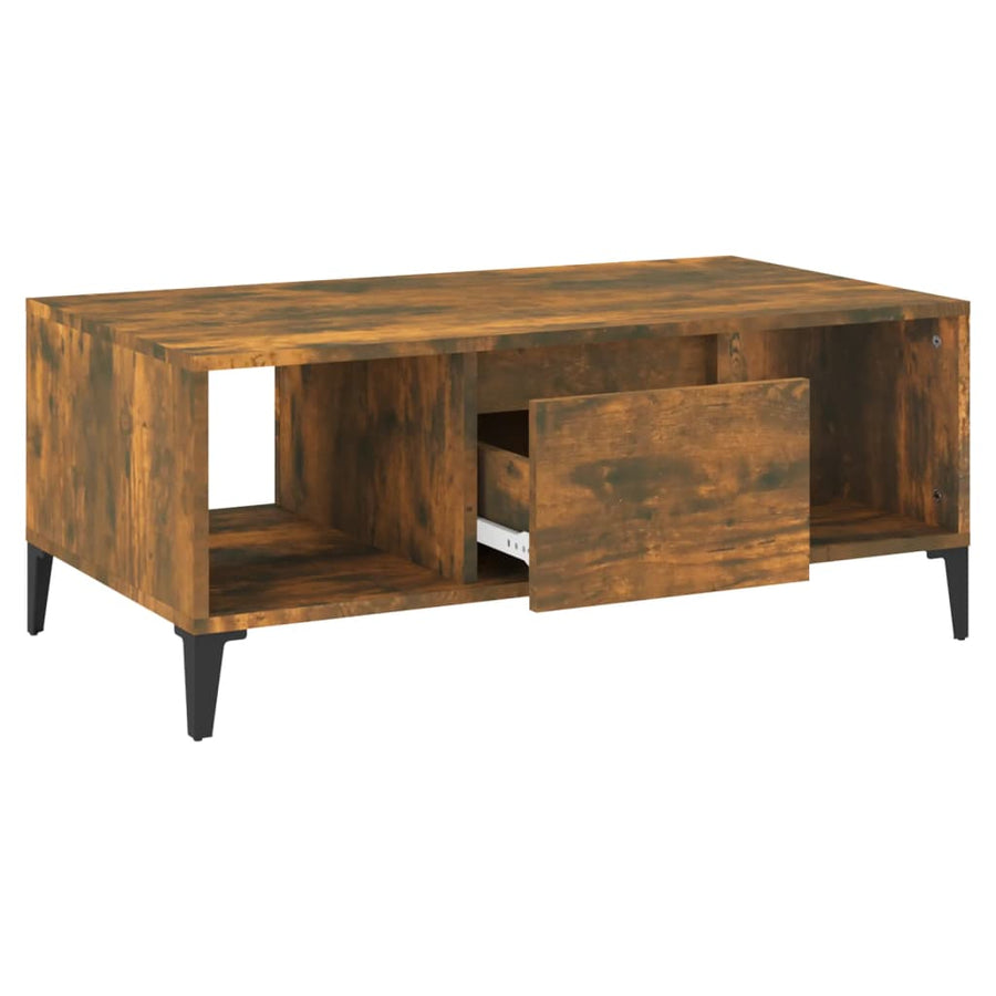 Salontafel 90X50X36,5 Cm Bewerkt Hout Gerookt Eikenkleurig