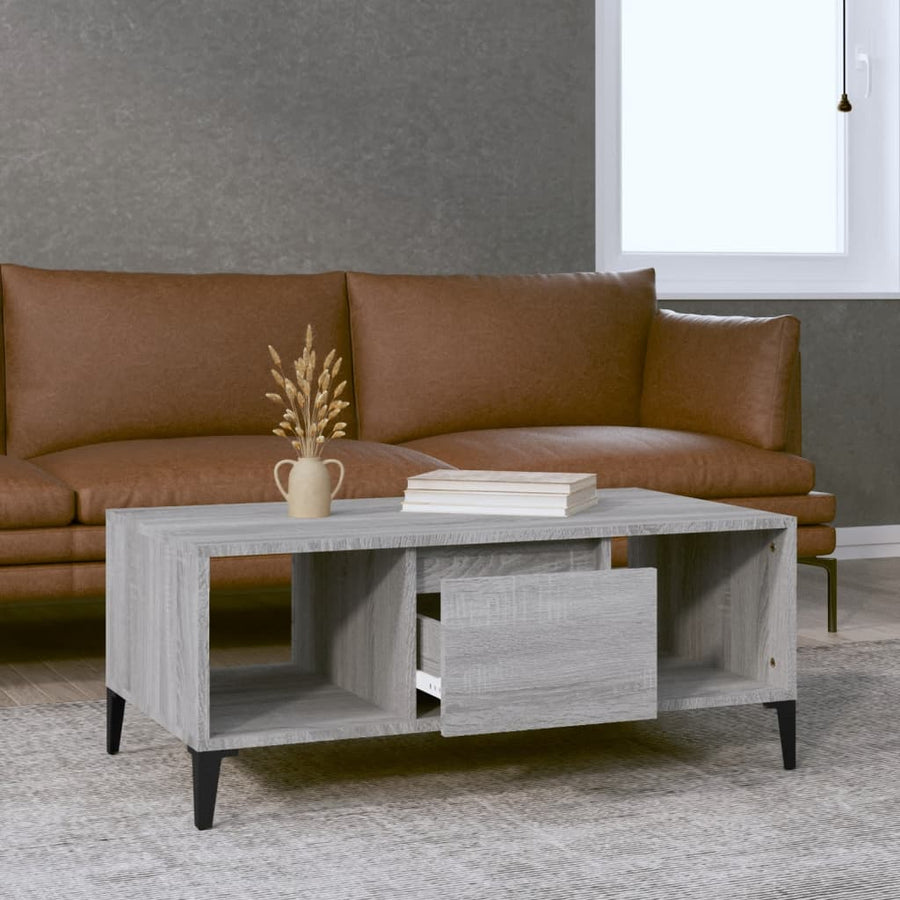 Salontafel 90X50X36,5 Cm Bewerkt Hout Grijs sonoma
