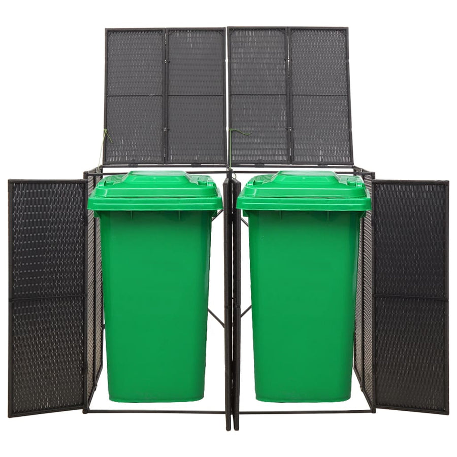 Containerberging Dubbel 140X80X117 Cm Poly Rattan 2 containers Zwart