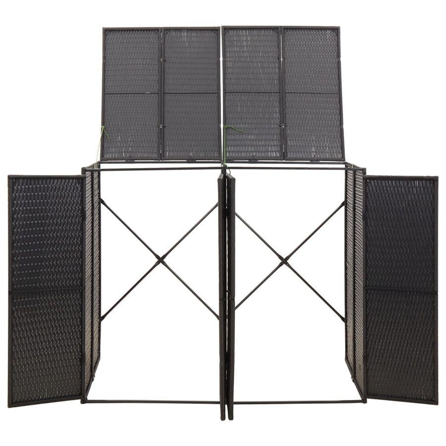 Containerberging Dubbel 140X80X117 Cm Poly Rattan 2 containers Zwart