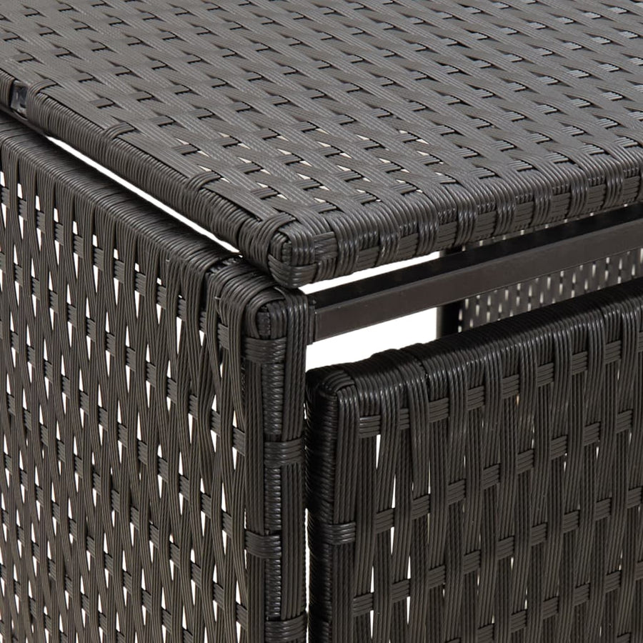 Containerberging Dubbel 140X80X117 Cm Poly Rattan 2 containers Zwart
