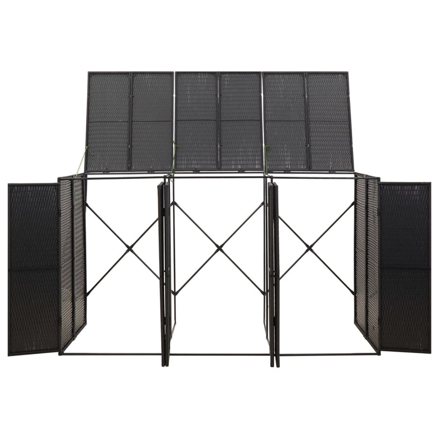 Containerberging Driedubbel 207X80X117 Cm Poly Rattan 3 containers Zwart