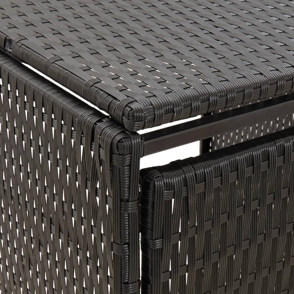 Containerberging Driedubbel 207X80X117 Cm Poly Rattan 3 containers Zwart
