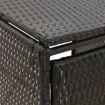 Containerberging Driedubbel 207X80X117 Cm Poly Rattan 3 containers Zwart