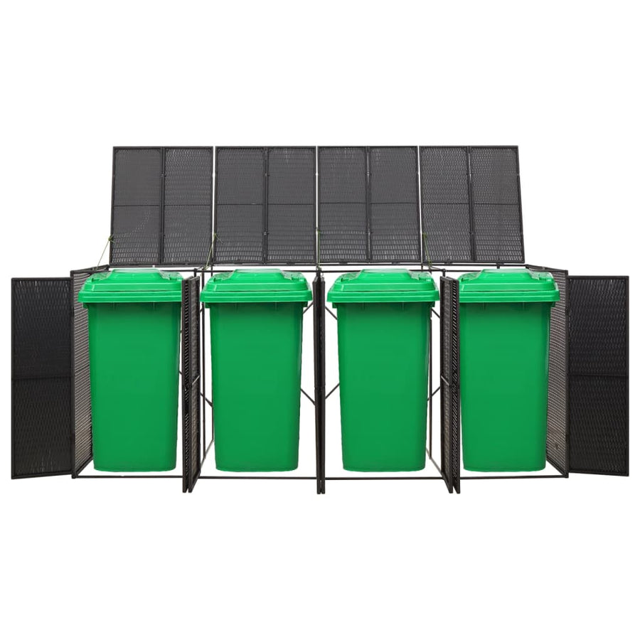Containerberging Viervoudig 274X80X117 Cm Poly Rattan 4 containers Zwart
