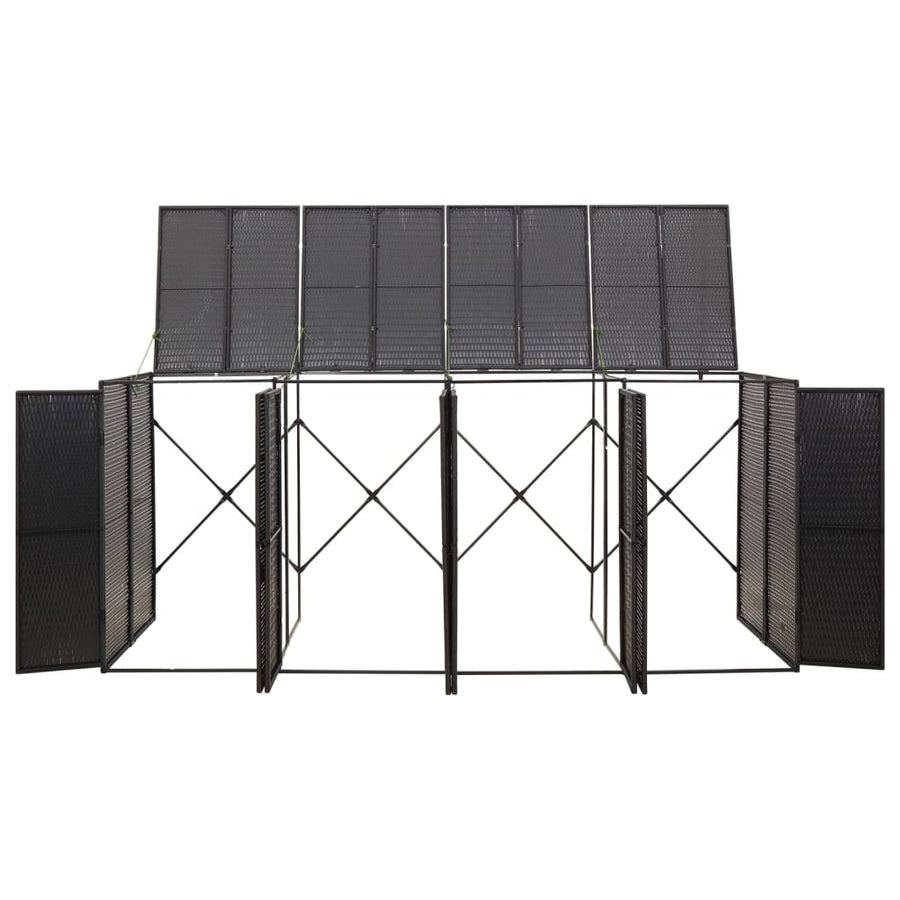 Containerberging Viervoudig 274X80X117 Cm Poly Rattan 4 containers Zwart