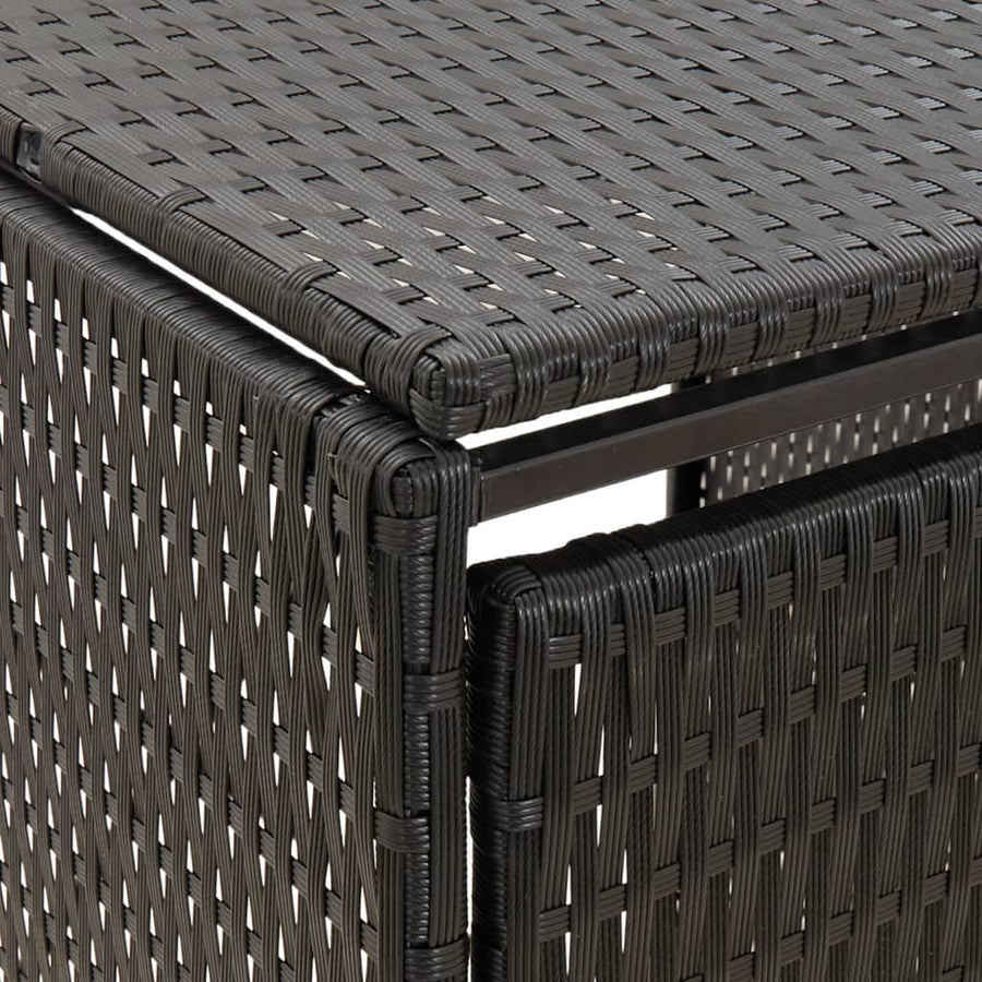 Containerberging Viervoudig 274X80X117 Cm Poly Rattan 4 containers Zwart