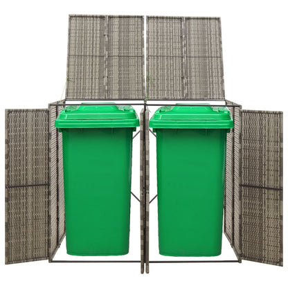 Containerberging Dubbel 140X80X117 Cm Poly Rattan 2 containers Grijs
