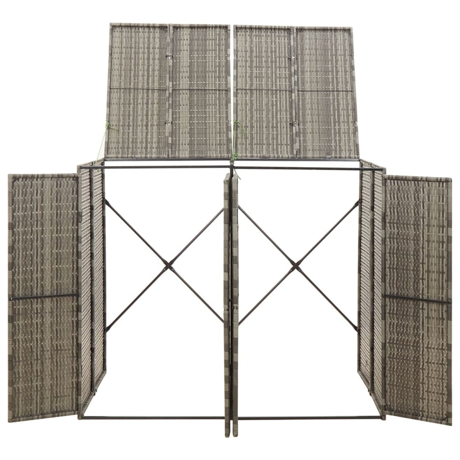 Containerberging Dubbel 140X80X117 Cm Poly Rattan 2 containers Grijs
