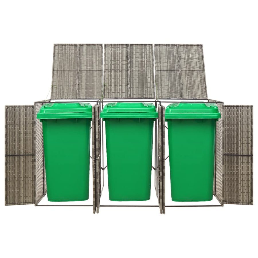 Containerberging Driedubbel 207X80X117 Cm Poly Rattan 3 containers Grijs