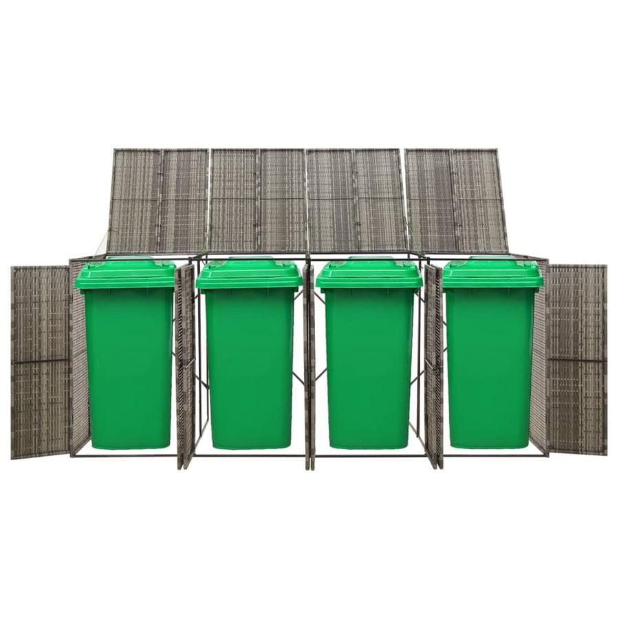 Containerberging Viervoudig 274X80X117 Cm Poly Rattan 4 containers Grijs
