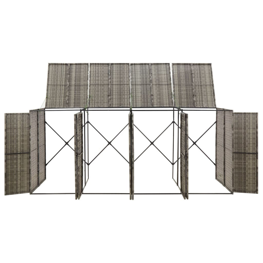 Containerberging Viervoudig 274X80X117 Cm Poly Rattan 4 containers Grijs