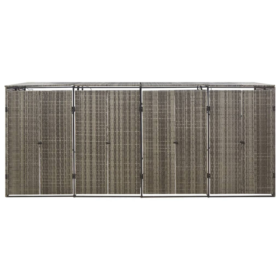 Containerberging Viervoudig 274X80X117 Cm Poly Rattan 4 containers Grijs
