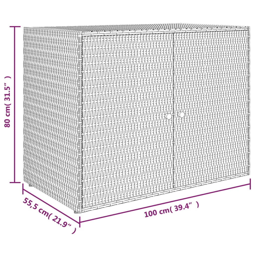 Tuinkast 100X55,5X80 Cm Poly Rattan Grijs