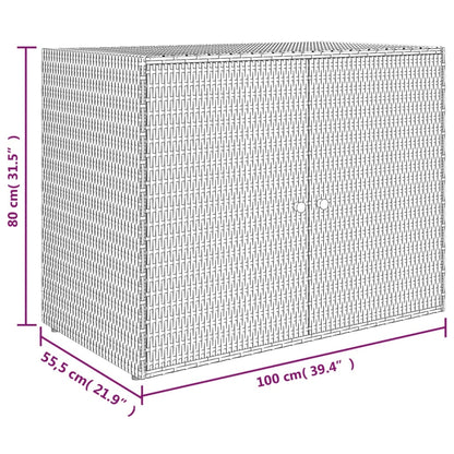 Tuinkast 100X55,5X80 Cm Poly Rattan Grijs