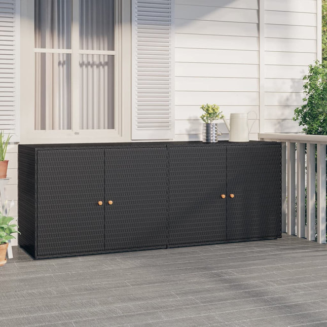 Tuinkast 198X55,5X80 Cm Poly Rattan Zwart