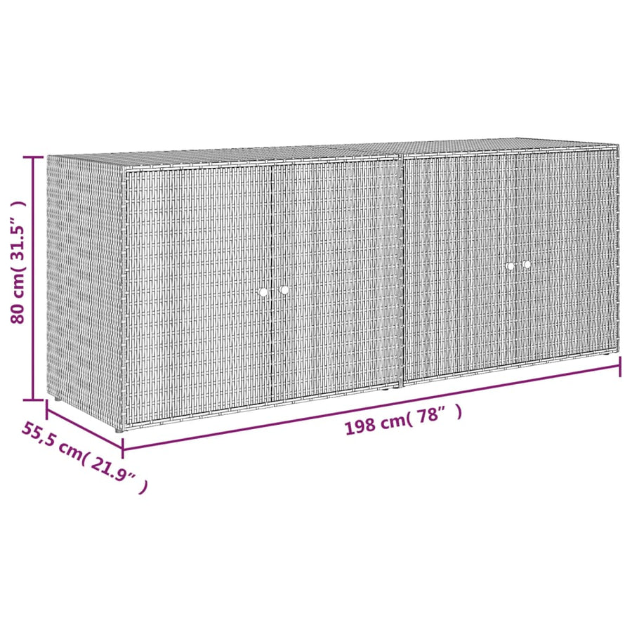 Tuinkast 198X55,5X80 Cm Poly Rattan Grijs