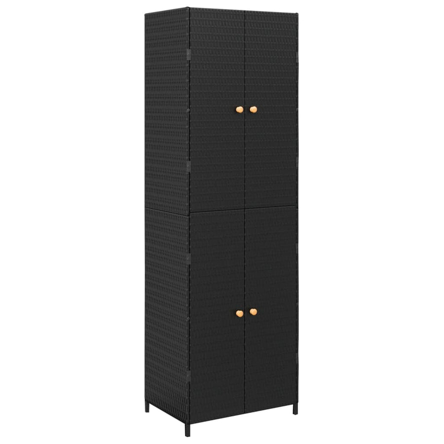Tuinkast 59X40X180 Cm Poly Rattan Zwart