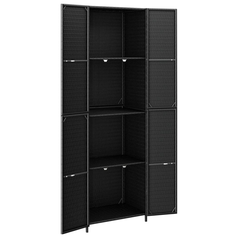 Tuinkast 59X40X180 Cm Poly Rattan Zwart