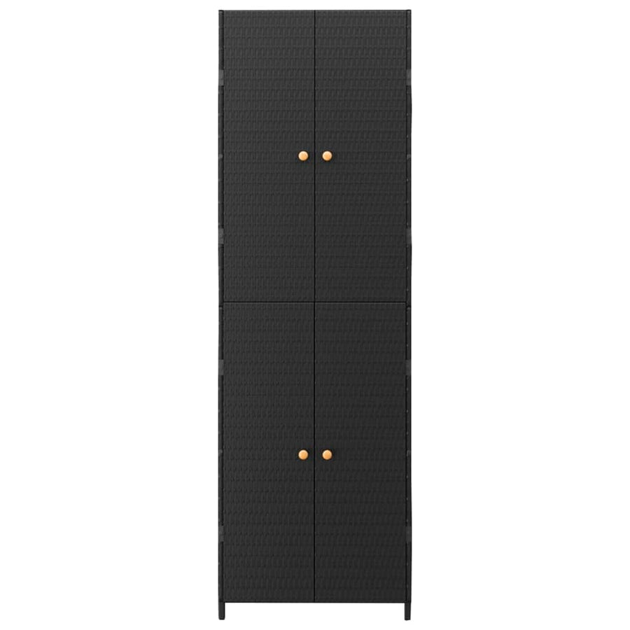 Tuinkast 59X40X180 Cm Poly Rattan Zwart