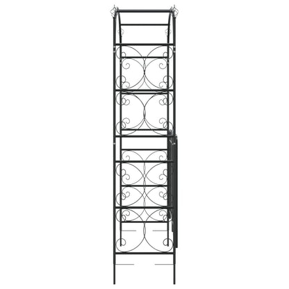 Tuinboog Met Poort 108X45X235 Cm Staal Zwart