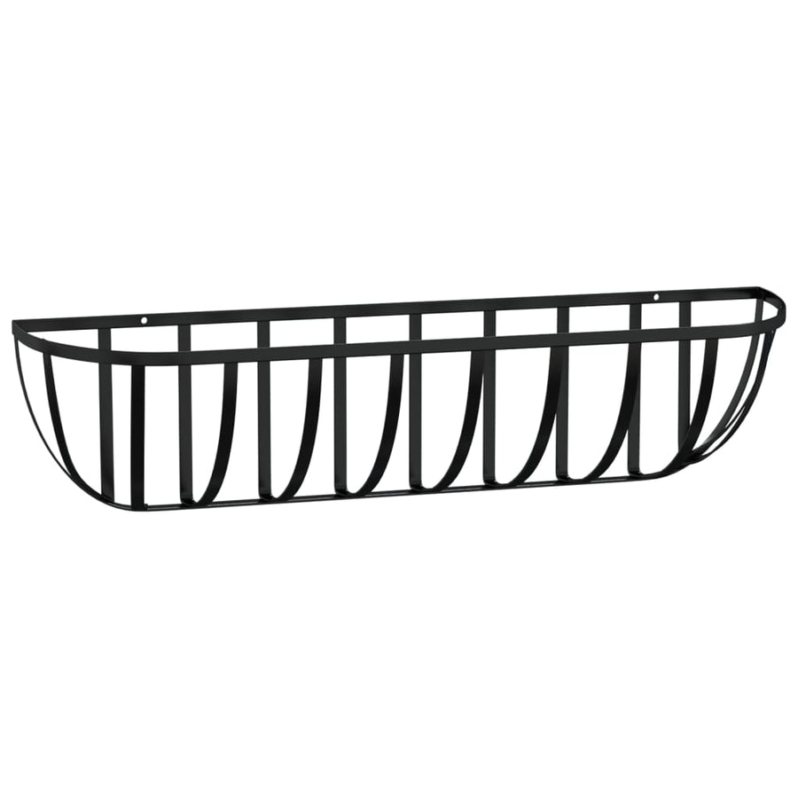 Wandbakken 2 St Met Kokosvezel Staal Zwart 61 x 19 x 16 cm