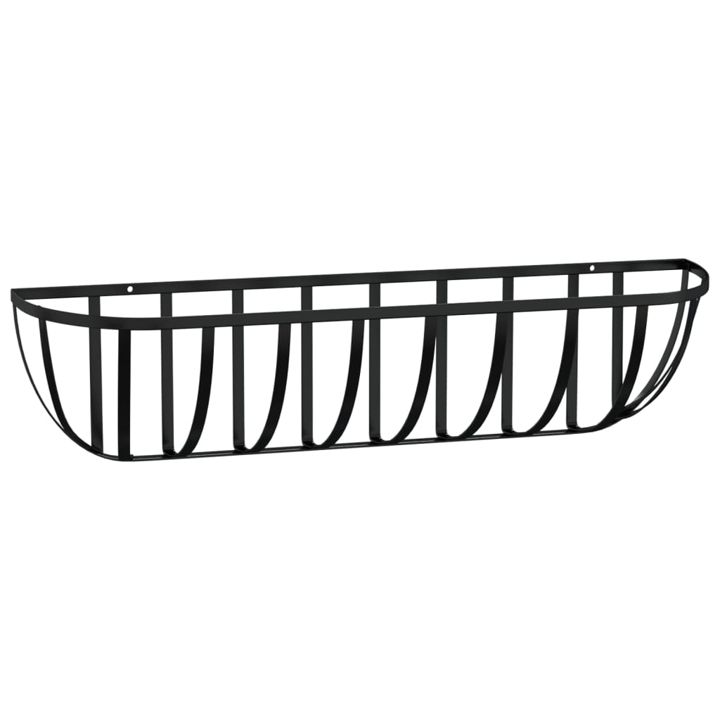 Wandbakken 2 st met kokosvezel 76x21x16 cm staal zwart 76 x 21 x 16 cm