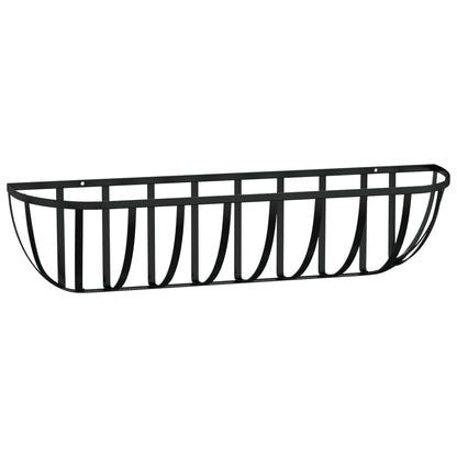 Wandbakken 2 st met kokosvezel 76x21x16 cm staal zwart 76 x 21 x 16 cm