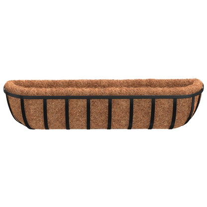 Muurbakken 2 St Met Kokosvezel Staal Zwart 91 x 20 x 23 cm