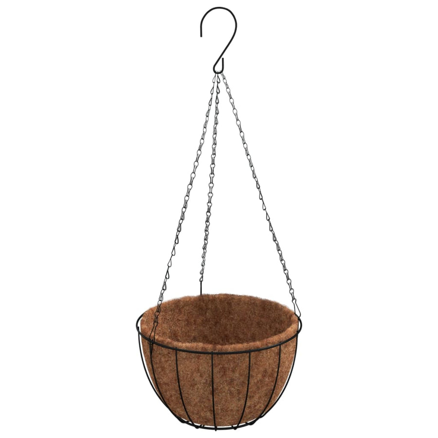 Plantenbakken Hangend 4 St Met Kokosbak Staal Zwart Ø 35 x 52 cm