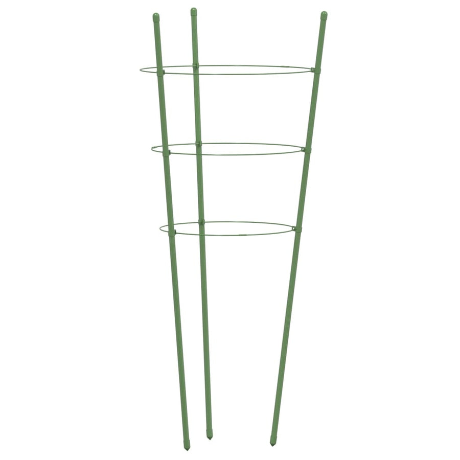 Plantensteunen 5 st met 3 ringen 45 cm staal groen 18 x 45 cm
