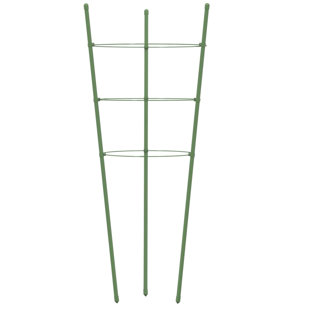 Plantensteunen 5 st met 3 ringen 45 cm staal groen 18 x 45 cm