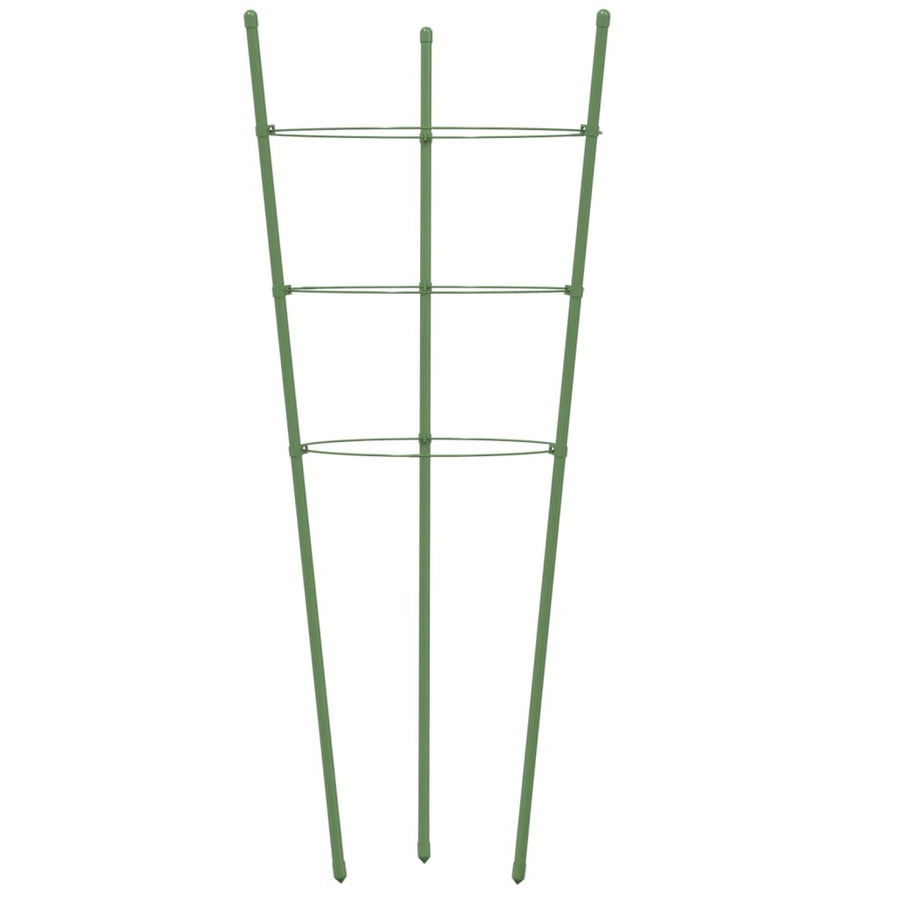 Plantensteunen 5 st met 3 ringen 45 cm staal groen 18 x 45 cm
