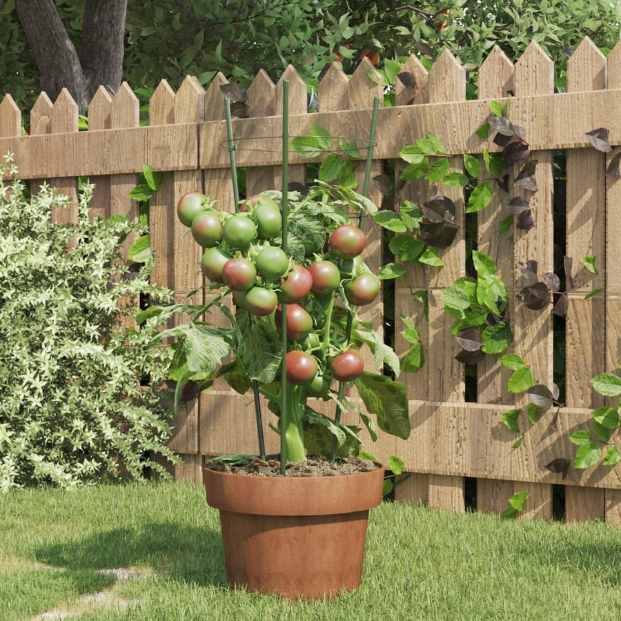 Plantensteunen 5 st met 3 ringen 45 cm staal groen 18 x 45 cm