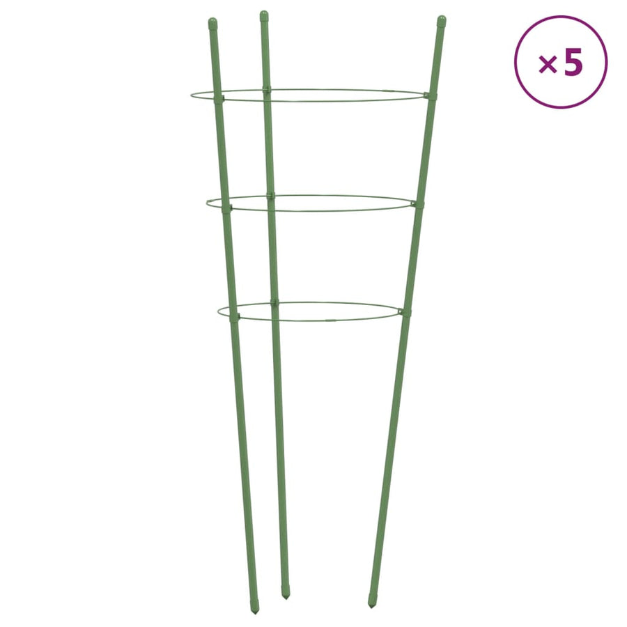 Plantensteunen Met 3 Ringen 60 Cm Staal Groen 21.5 x 60 cm