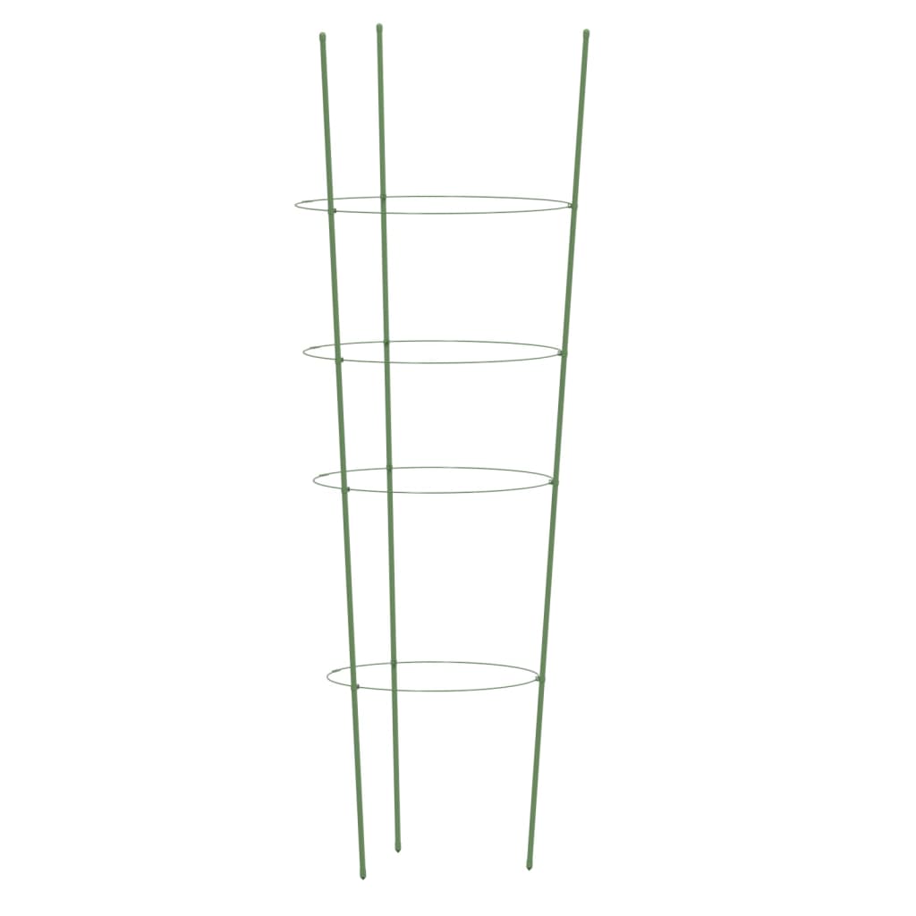 Plantensteunen 5 st met 4 ringen 90 cm staal groen 30 x 90 cm