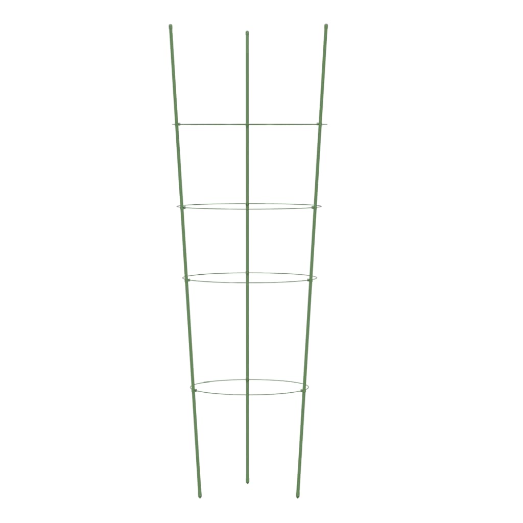 Plantensteunen 5 st met 4 ringen 90 cm staal groen 30 x 90 cm