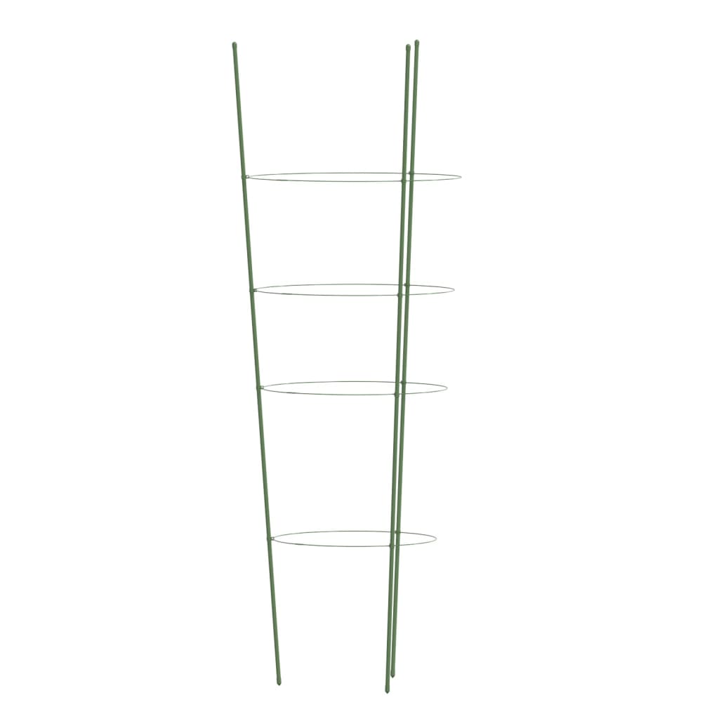 Plantensteunen 5 st met 4 ringen 90 cm staal groen 30 x 90 cm