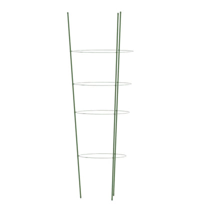 Plantensteunen 5 st met 4 ringen 90 cm staal groen 30 x 90 cm