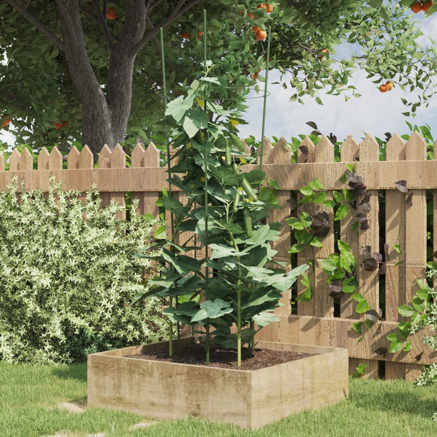 Plantensteunen 5 st met 4 ringen 90 cm staal groen 30 x 90 cm