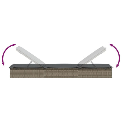 Ligbed Met Kussen 20X55X62 Cm Poly Rattan 1 Grijs
