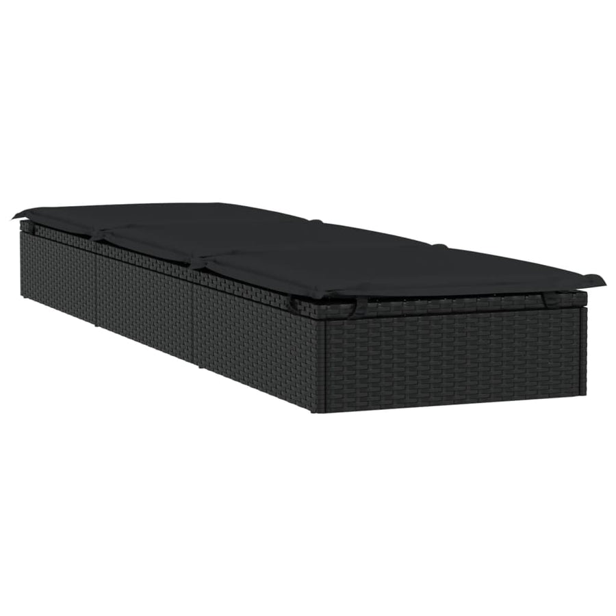 Ligbed Met Kussen 20X55X62 Cm Poly Rattan 1 Zwart